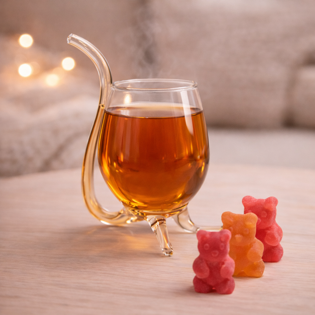 Glas mit Standfuß und integriertem Strohhalm – Naturelei