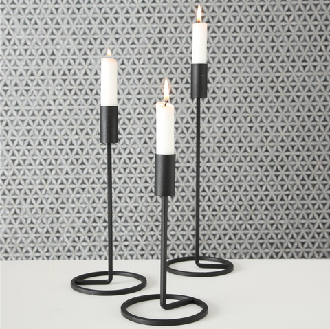 Kerzenleuchter / Kerzenständer "Fio" 3tlg. schwarz, H:20 cm - 32 cm