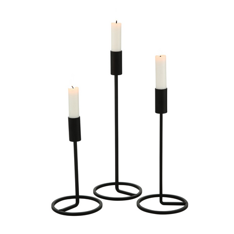 Kerzenleuchter / Kerzenständer "Fio" 3tlg. schwarz, H:20 cm - 32 cm