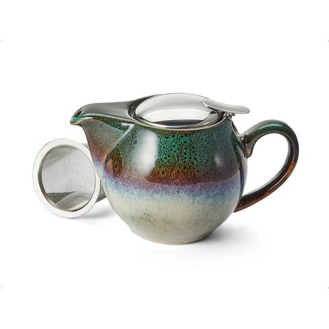 Teekanne "Mira", Steinzeug, Reactive Glaze, dunkelgrün, Edelstahlsieb - 500ml