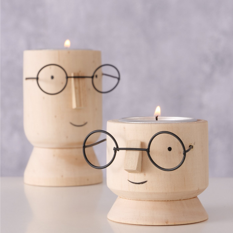Teelichthalter Nerdy Deko - Kiefernholz - 2er Set