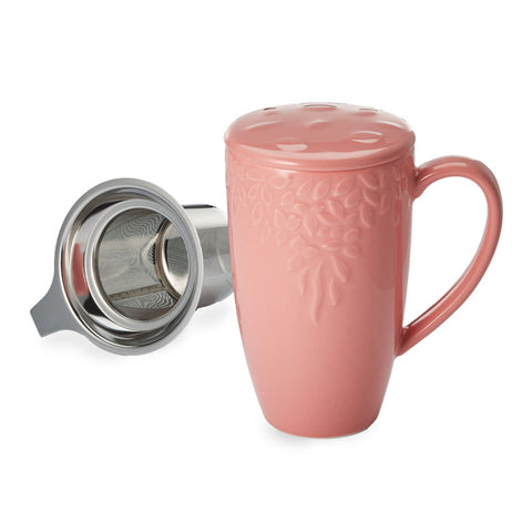 Kräuterteetasse "Bloom", altrosa, New Bone China, mit Edelstahlsieb - 300ml
