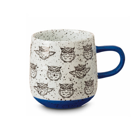 XL Teebecher "Mori", blau, Eule, Steingut - 400ml