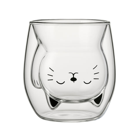 Doppelwandiges Glas "Sleeping Cat", hitzebeständig
