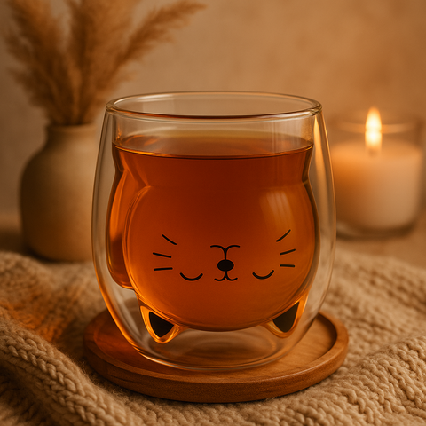 Doppelwandiges Glas "Sleeping Cat", hitzebeständig