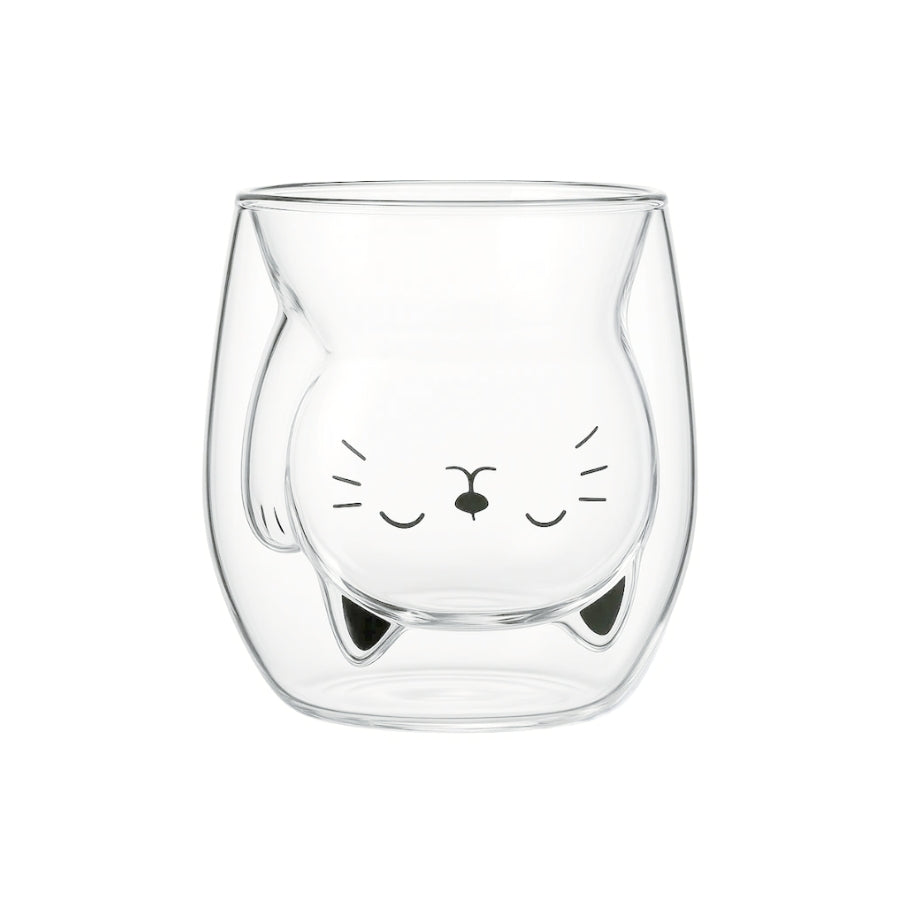Doppelwandiges Glas "Sleeping Cat mit Pfötchen", hitzebeständig