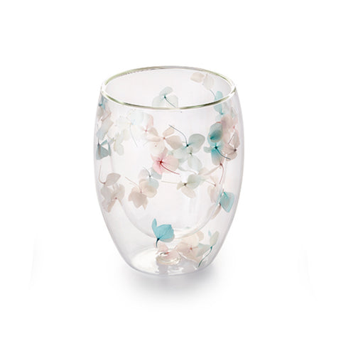 Doppelwandiges Glas "Vina", weiß, mit Trockenblumen, hitzebeständig - 250ml