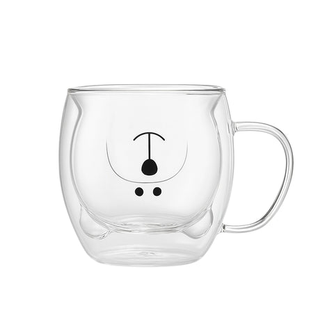 Doppelwandiges Glas "Bärchen" mit Griff, hitzebeständig - 250ml