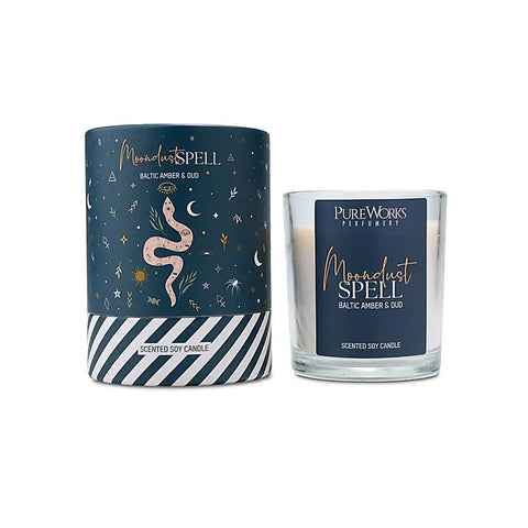 Duftkerze mit Geschenkbox - Mondstaub Zauber - Baltic Amber & Oud