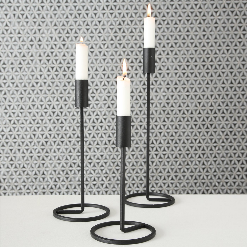 Kerzenleuchter / Kerzenständer "Fio" 3tlg. schwarz, H:20 cm - 32 cm