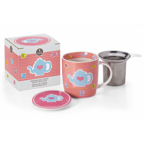 Kräuterteetasse "Teapots", New Bone China, 3-tlg. in Geschenkbox - 320ml