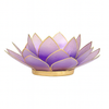 Lotusblume - Teelichthalter "violett" - goldfarbig - 13,5cm