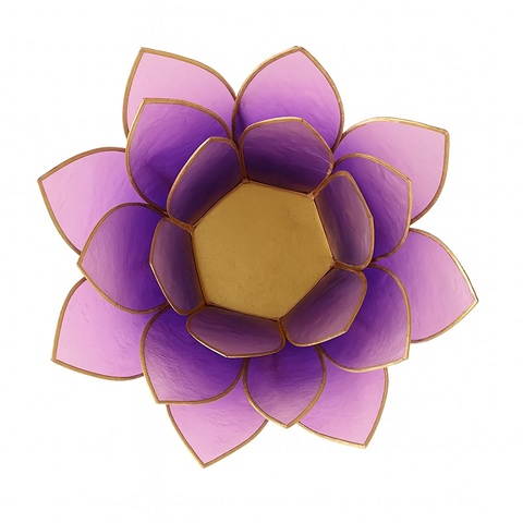 Lotusblume - Teelichthalter "violett" - goldfarbig - 13,5cm