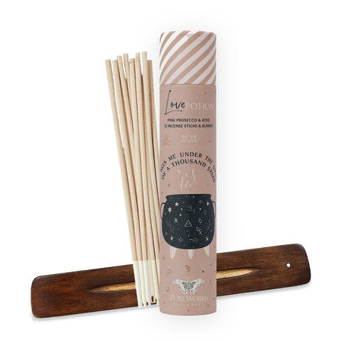 Räucherstäbchen "Love Potion - Pink Prosecco & Rose" - inkl. Räucherstäbchenhalter in Geschenkbox