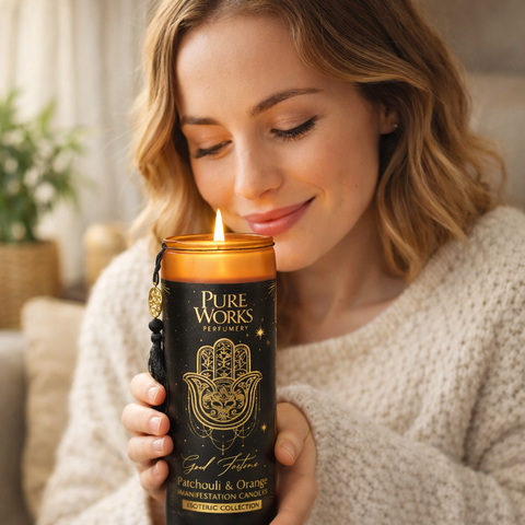 Manifestationskerze "Good Fortune" -  im Glas mit Quaste - 300g