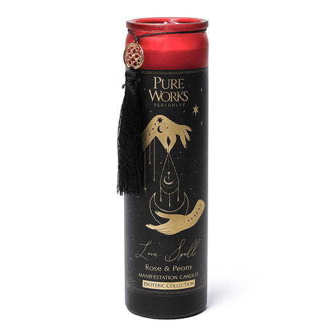 Manifestationskerze "Liebeszauber" -  im Glas mit Quaste - 300g