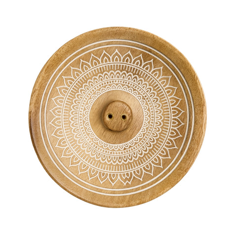 Räucherschale "Mandala" - Mango Holz - 12,5x12,5x2,5 cm