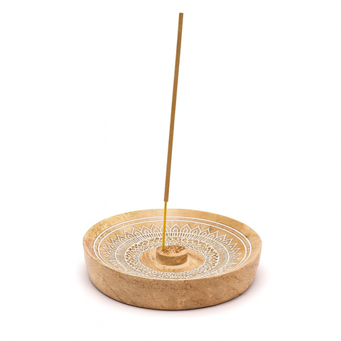 Räucherschale "Mandala" - Mango Holz - 12,5x12,5x2,5 cm