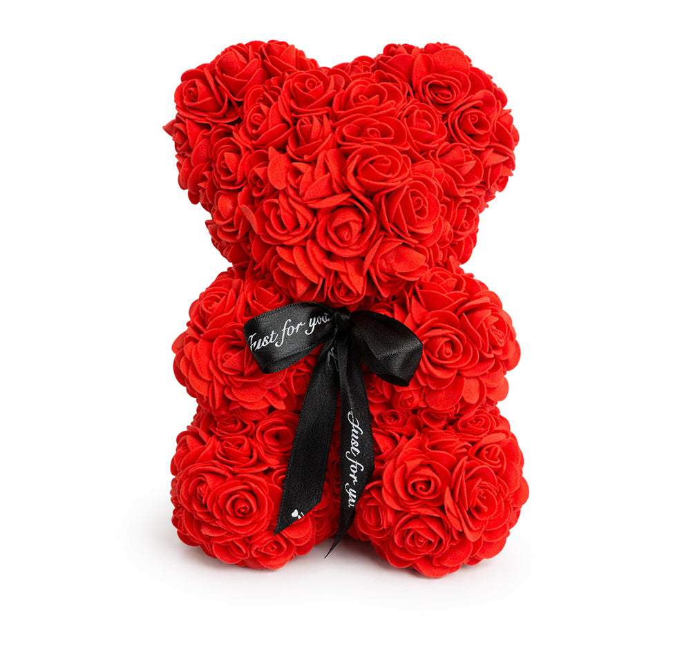 Rosenbär - rot mit Schleife - ca. 25x15cm