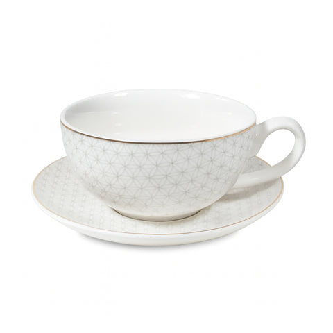 Tea for One Set "Blume des Lebens", Steinzeug mit Goldauflage