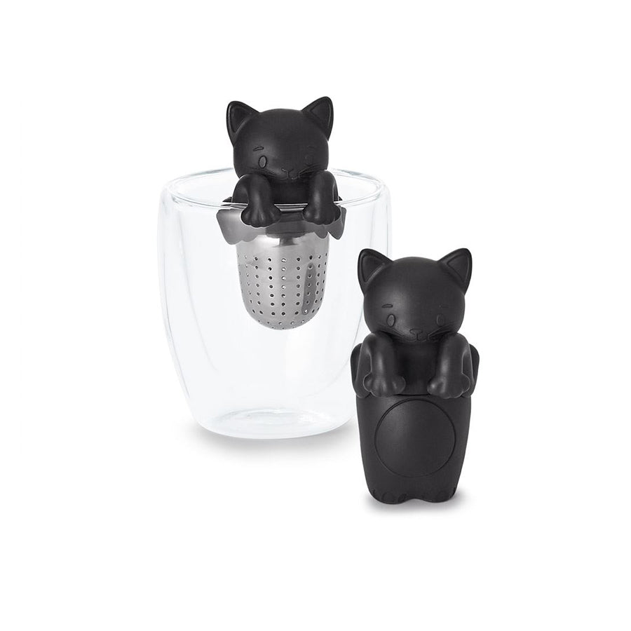 Tee-Ei "Katze Molly" schwarz - Silikonfigur mit Ablage