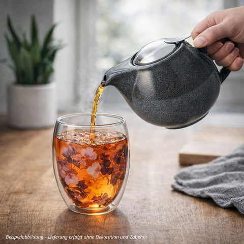 Teekanne "Mira", Steinzeug, Reactive Glaze, grau, Edelstahlsieb - 500ml