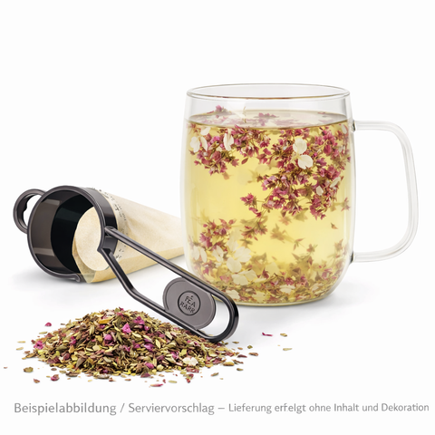 Doppelwandiges Glas "Flower", dunkelrosa, mit Trockenblumen, hitzebeständig - 350ml