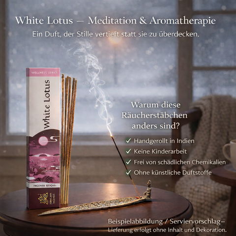Räucherstäbchen "White Lotus" - Meditation und Aromatherapie - 12St.