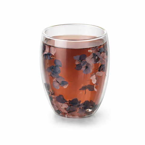 Doppelwandiges Glas "Vina", lila, mit Trockenblumen, hitzebeständig - 250ml