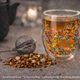 Doppelwandiges Glas "Clara", bunt, mit Trockenblumen, hitzebeständig - 250ml